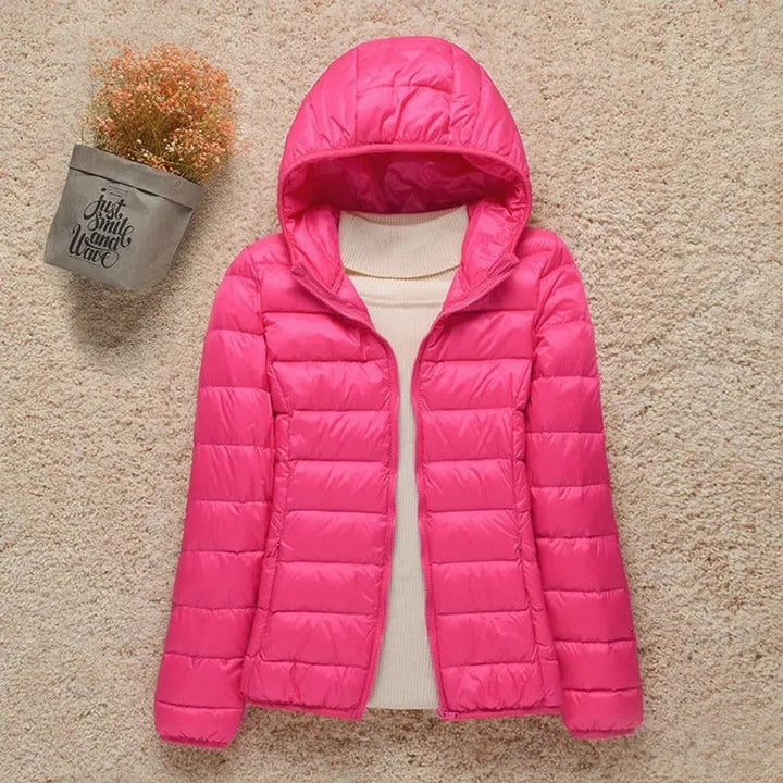 Women's Light Hooded Puffer Jacket - Uma - Fuchsia