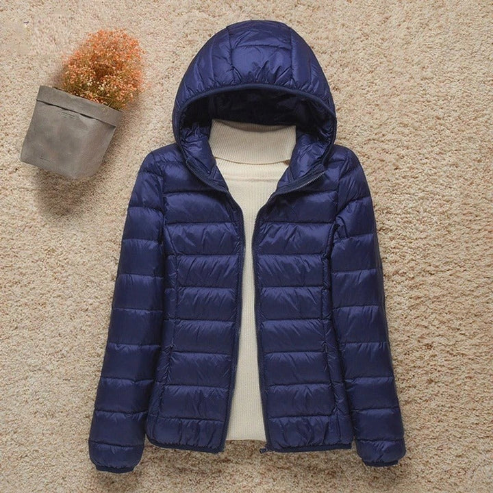 Women's Light Hooded Puffer Jacket - Uma - Navy