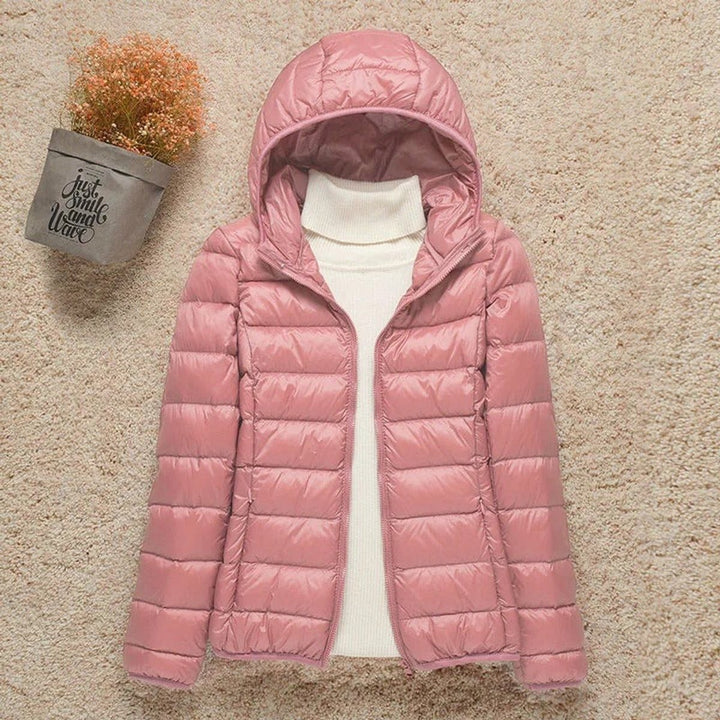 Women's Light Hooded Puffer Jacket - Uma - Pink