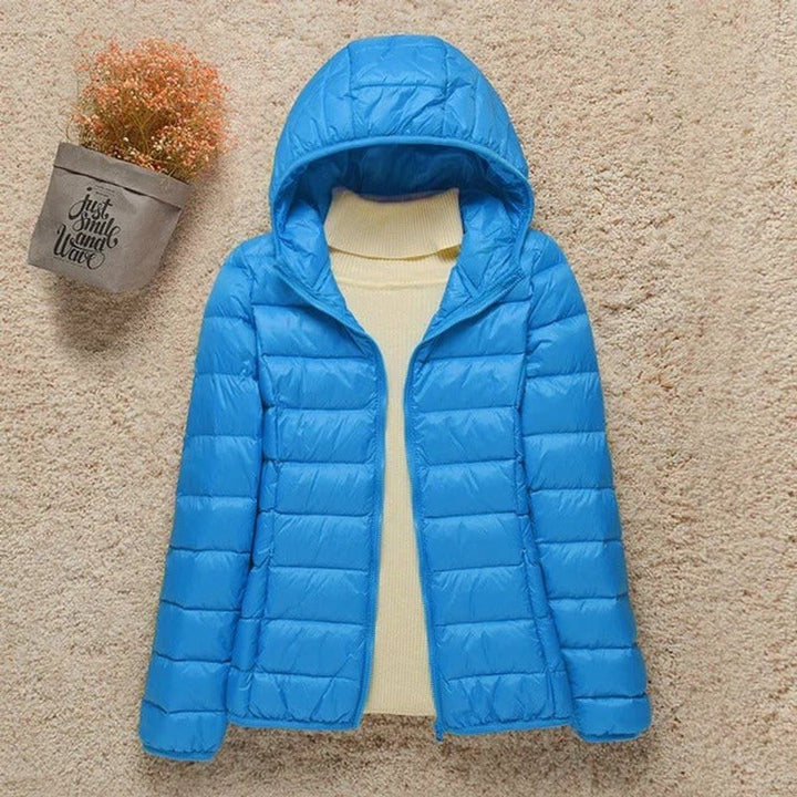 Women's Light Hooded Puffer Jacket - Uma - Sky Blue