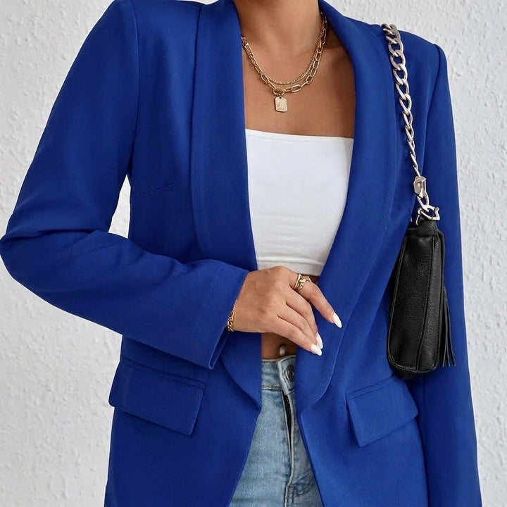 Women's Open Front Blazer with Shawl Lapels - Della - Cobalt