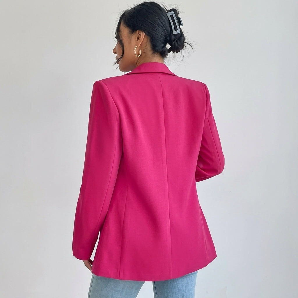 Women's Open Front Blazer with Shawl Lapels - Della - Hot Pink
