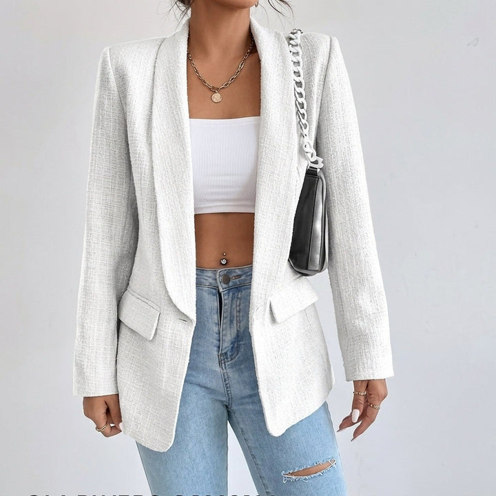 Women's Open Front Blazer with Shawl Lapels - Della - Ivory