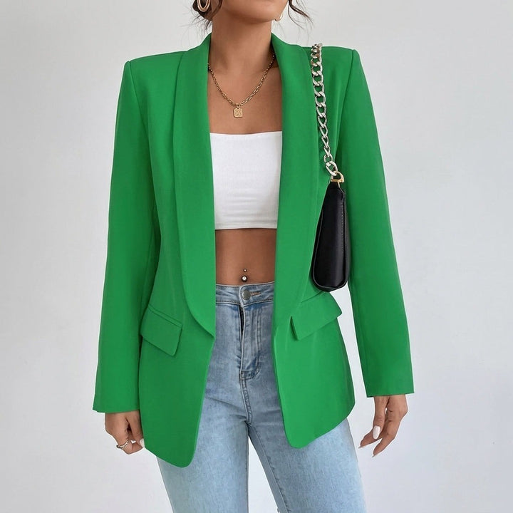 Women's Open Front Blazer with Shawl Lapels - Della - Jade Green