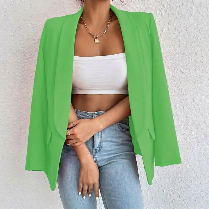 Women's Open Front Blazer with Shawl Lapels - Della - Lime