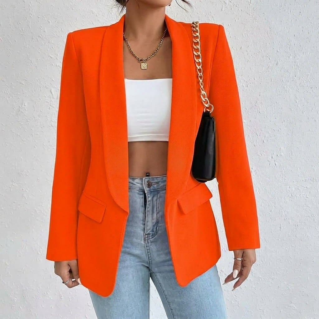 Women's Open Front Blazer with Shawl Lapels - Della - Mandarin