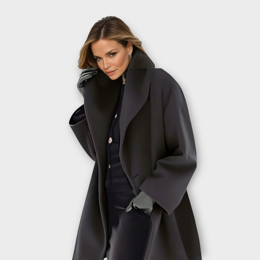 Women's Oversized Coat with Shawl Collar - Beatrix - Black