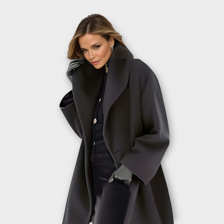 Women's Oversized Coat with Shawl Collar - Beatrix - Black