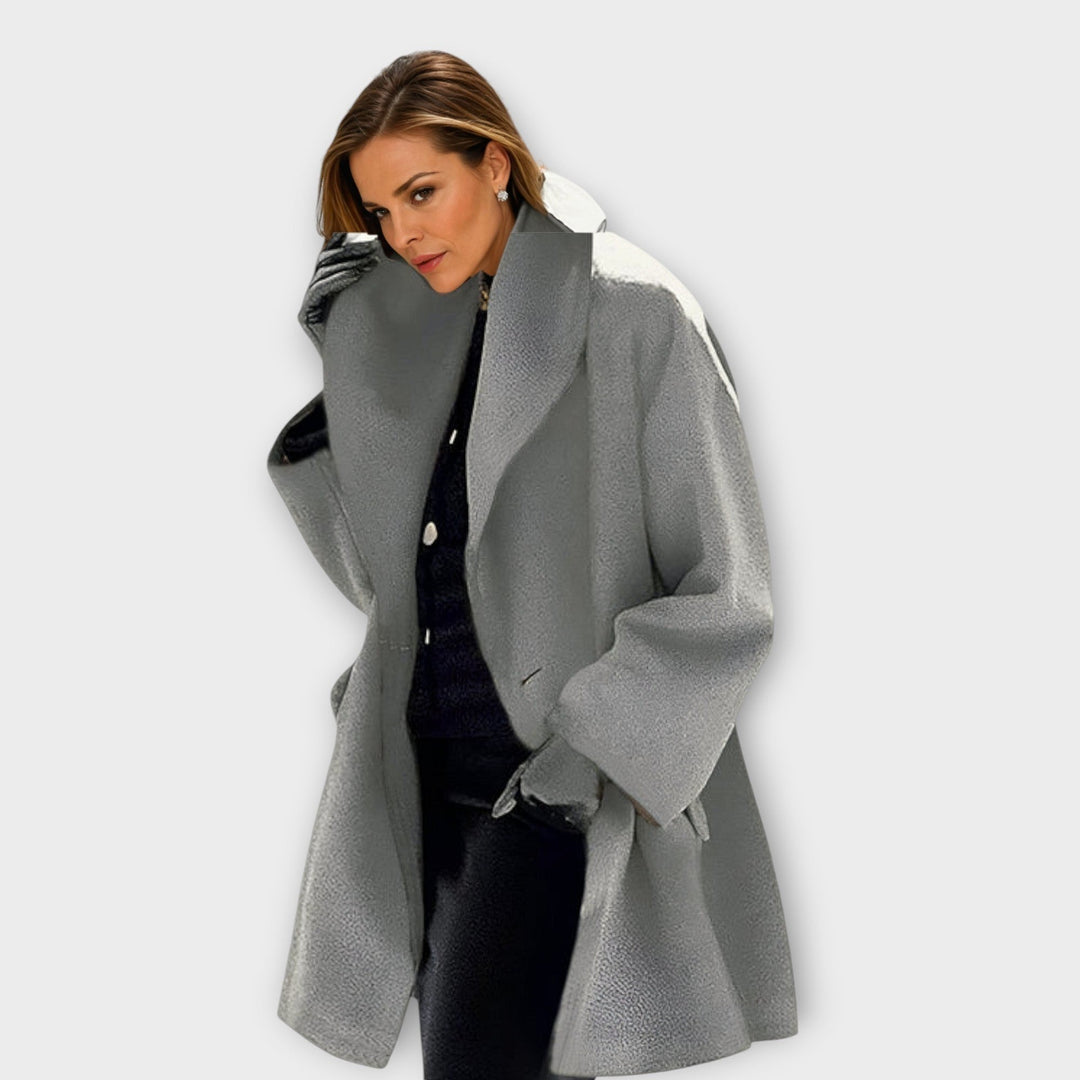 Women's Oversized Coat with Shawl Collar - Beatrix - Gray