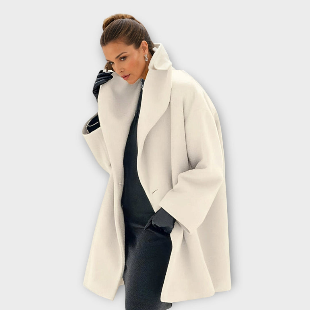 Women's Oversized Coat with Shawl Collar - Beatrix - Ivory