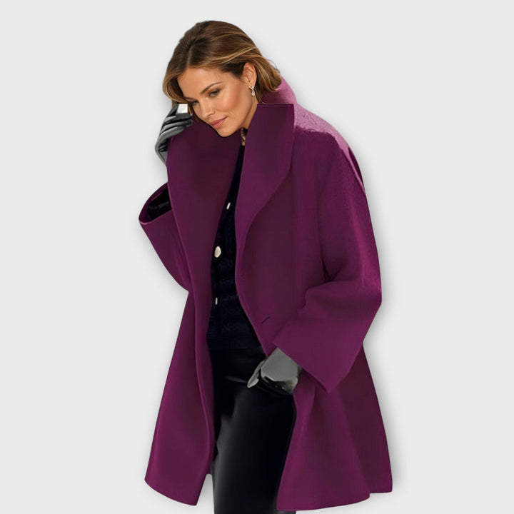 Women's Oversized Coat with Shawl Collar - Beatrix - Plum
