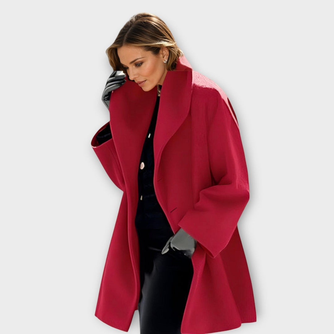 Women's Oversized Coat with Shawl Collar - Beatrix - Red