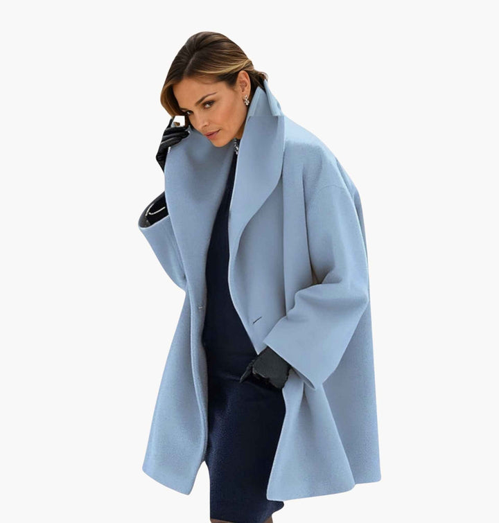 Women's Oversized Coat with Shawl Collar - Beatrix - Sky Blue
