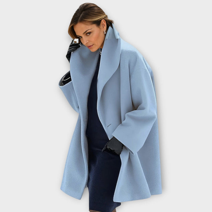 Women's Oversized Coat with Shawl Collar - Beatrix - Sky Blue