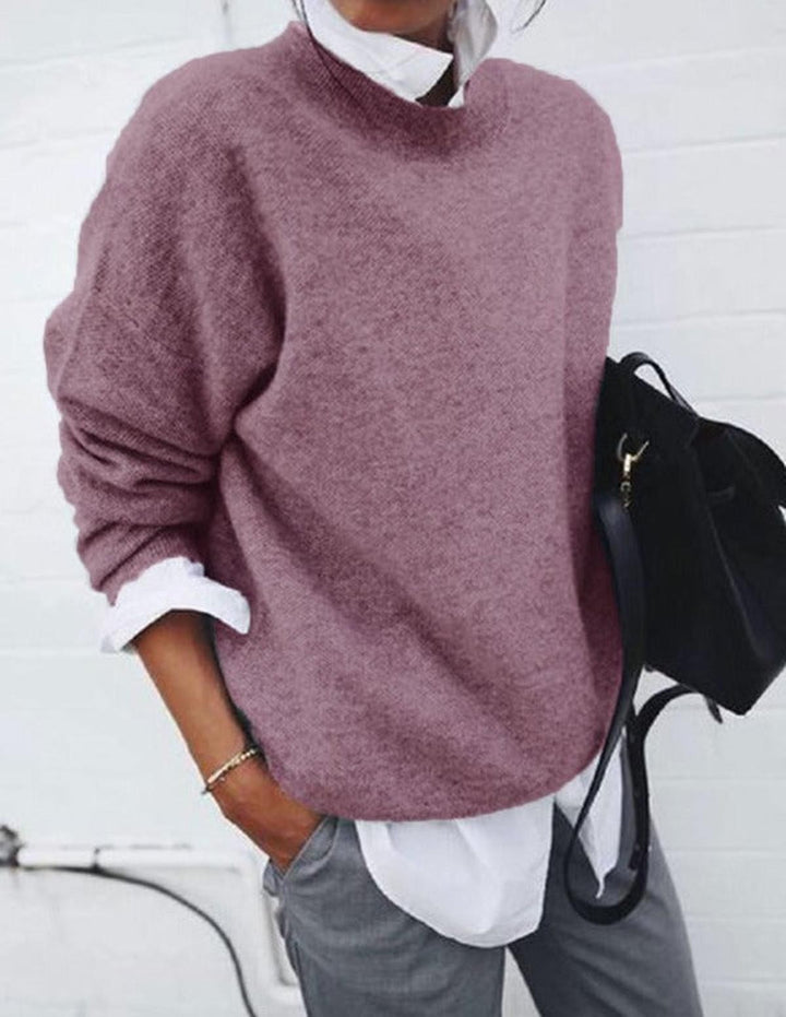 Women's Oversized Crew Neck Sweater - Yara - Mauve