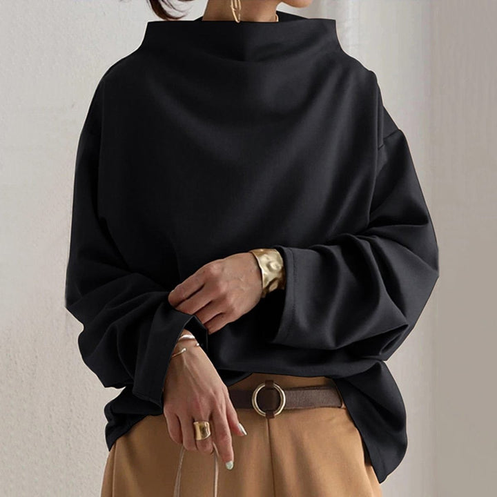 Women's Oversized Funnel Neck Sweater - Brynn - Black