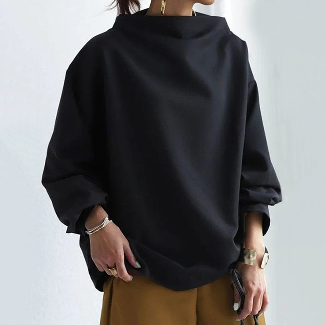 Women's Oversized Funnel Neck Sweater - Brynn - Black