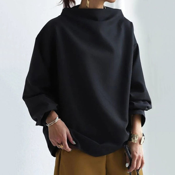 Women's Oversized Funnel Neck Sweater - Brynn - Black