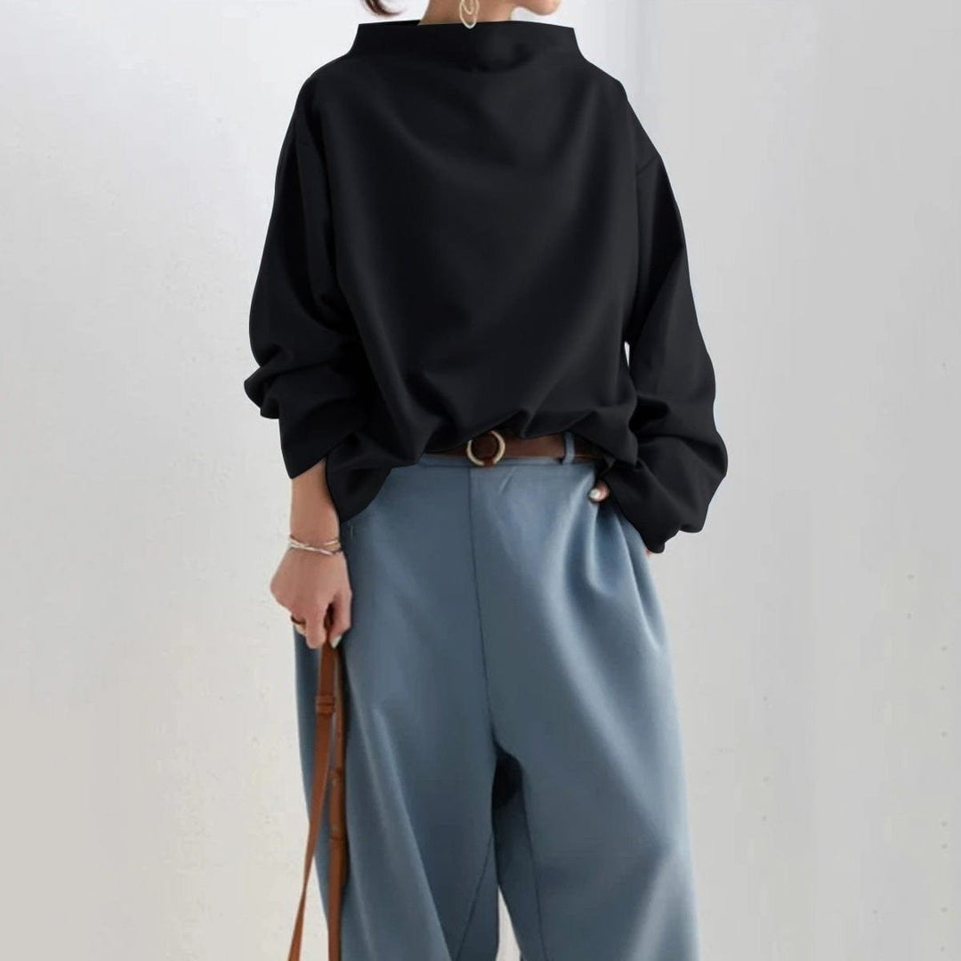 Women's Oversized Funnel Neck Sweater - Brynn - Black