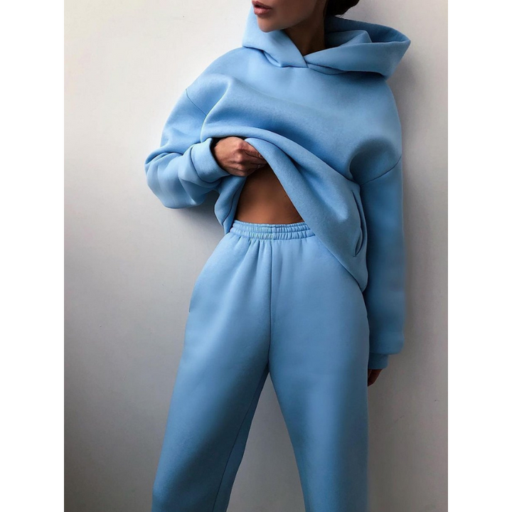 Women's Oversized Hoodie Set with Sweatpants - Etta - Blue