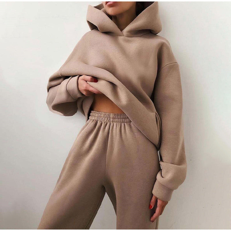 Women's Oversized Hoodie Set with Sweatpants - Etta - Khaki