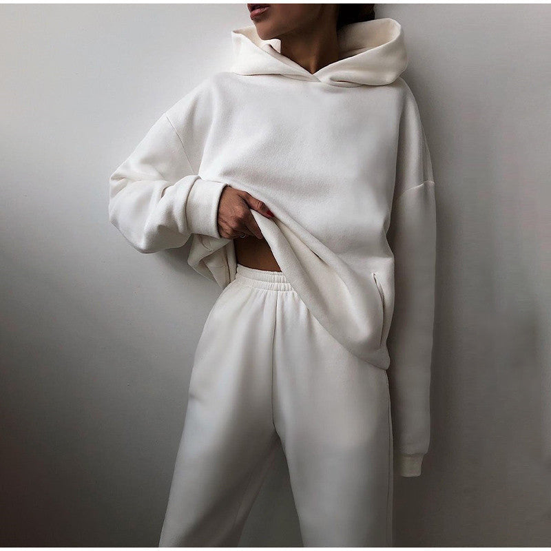 Women's Oversized Hoodie Set with Sweatpants - Etta - White