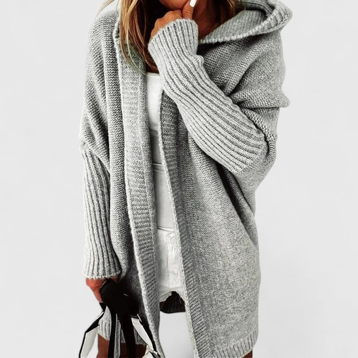 Women's Oversized Long Cardigan with Hood - Juniper - Gray