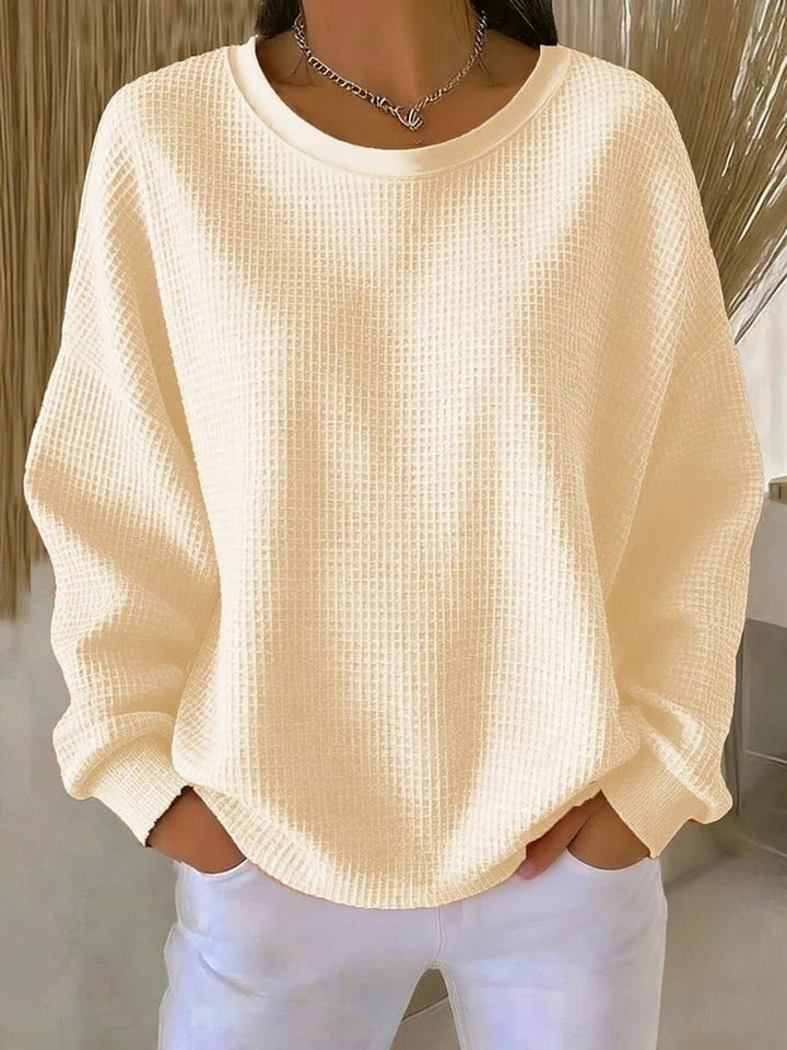 Women's Oversized Waffle Knit Sweater - Violet - Cream