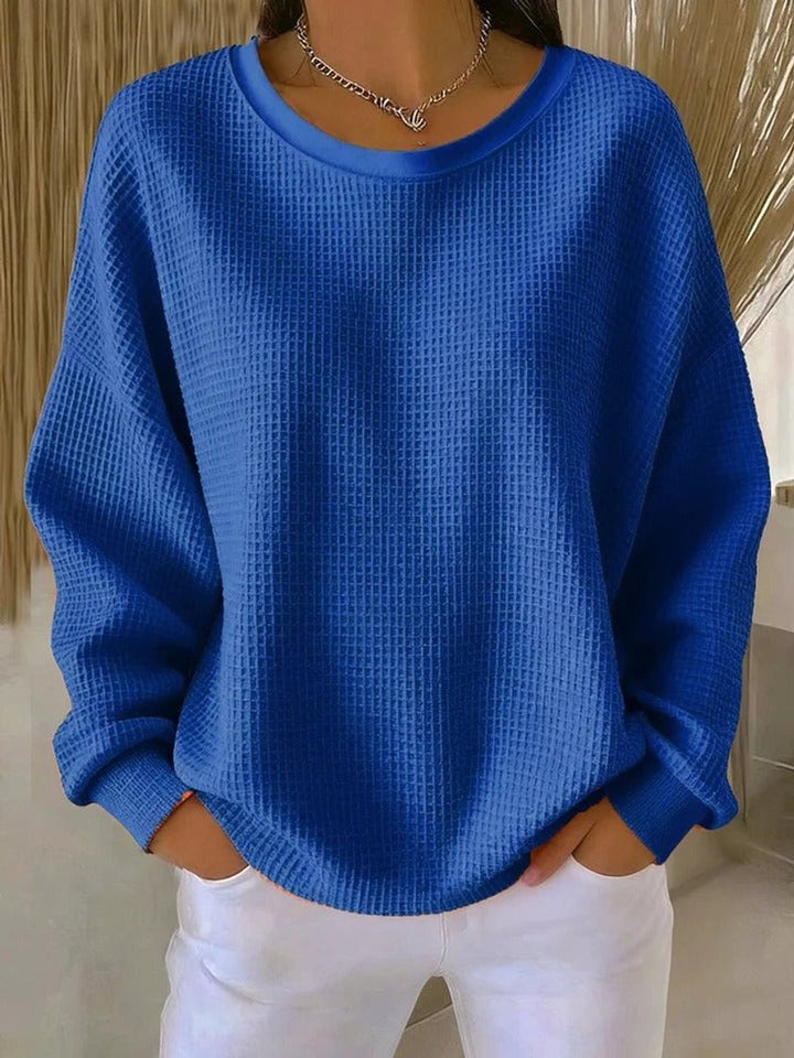 Women's Oversized Waffle Knit Sweater - Violet - Royal Blue