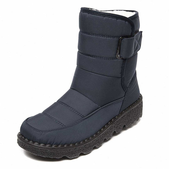 Women's Plush Lined Snow Boots with Strap - Ruby - Navy