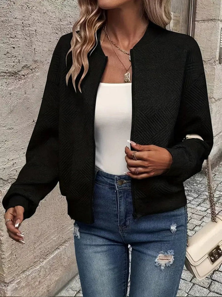 Women's Cropped Quilted Bomber Jacket - Vera - Black
