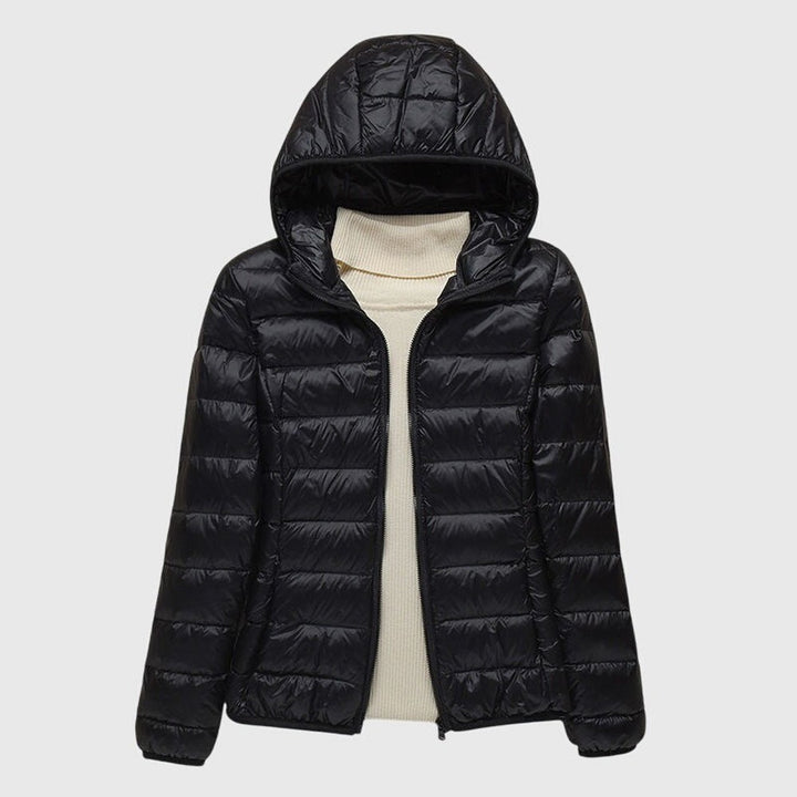Women's Lightweight Padded Quilted Jacket - Ingrid - Black Hooded