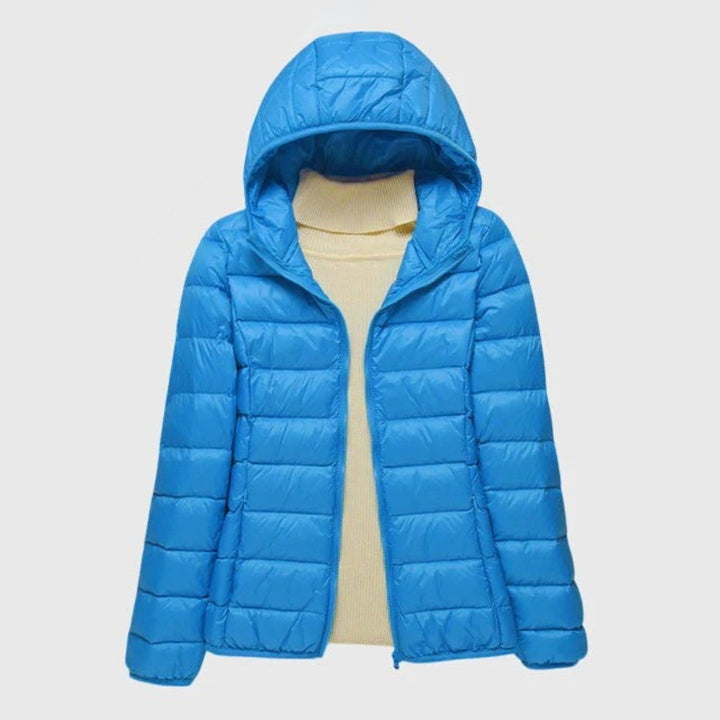 Women's Lightweight Padded Quilted Jacket - Ingrid - Blue Hooded