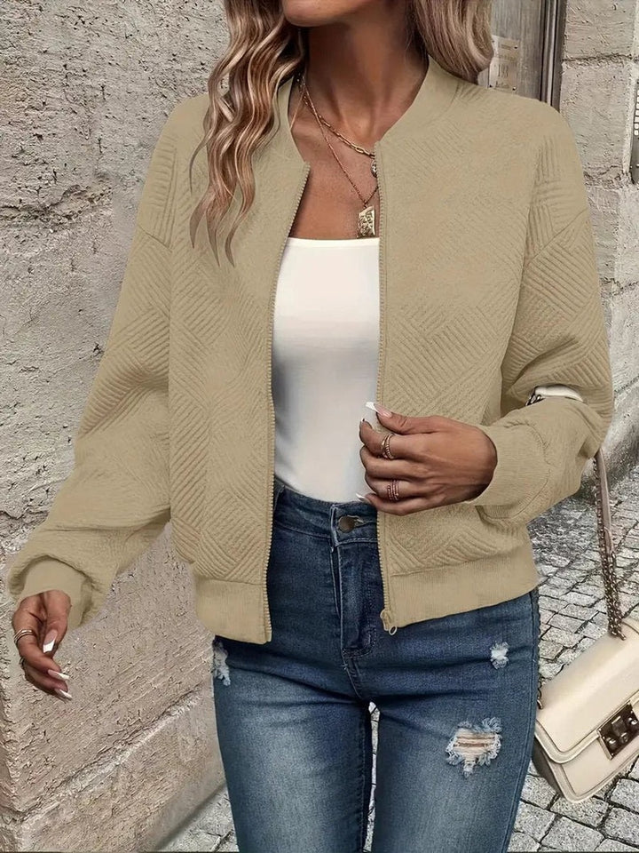 Women's Cropped Quilted Bomber Jacket - Vera - Khaki