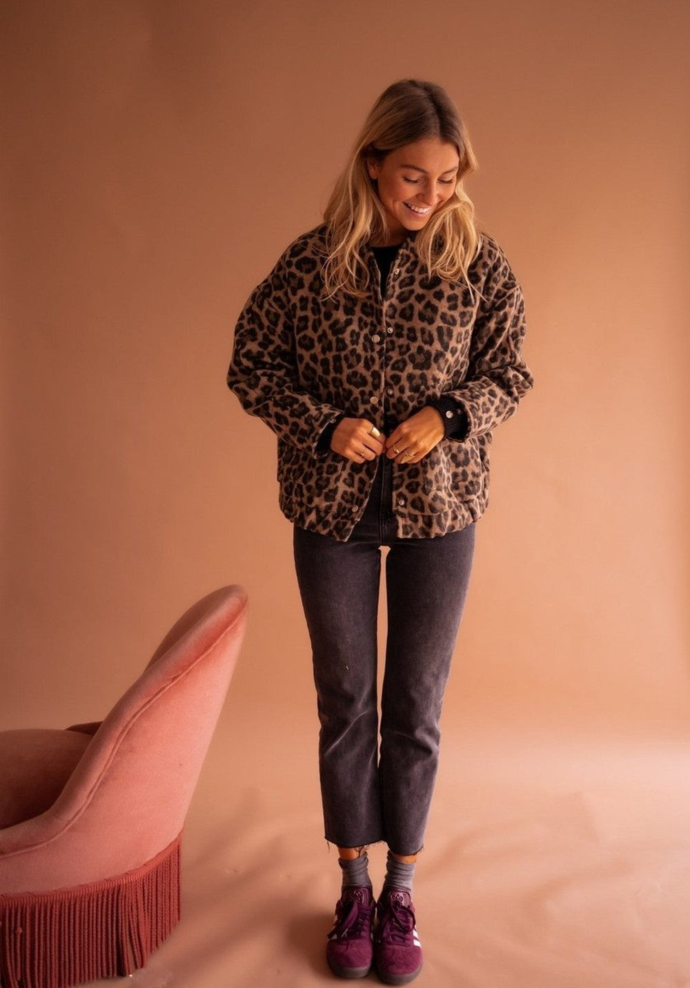 Women's Leopard Print Quilted Jacket - Iris - Leopard