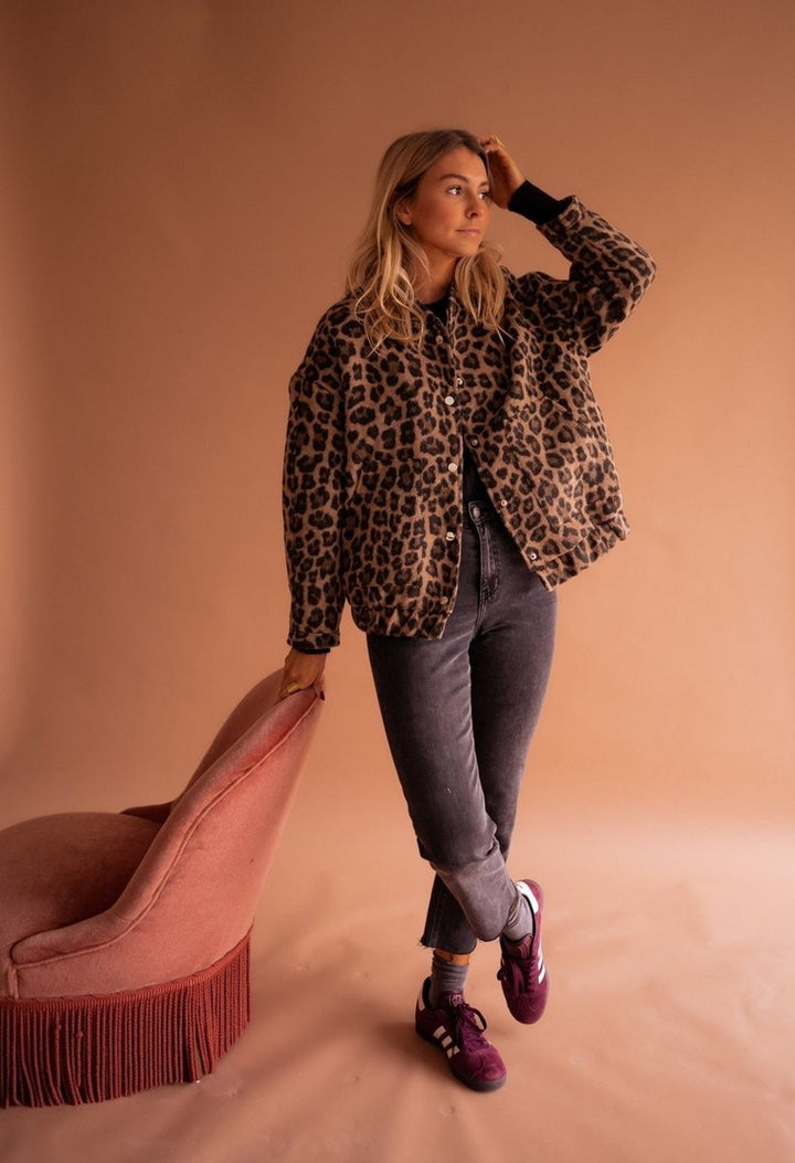 Women's Leopard Print Quilted Jacket - Iris - Leopard