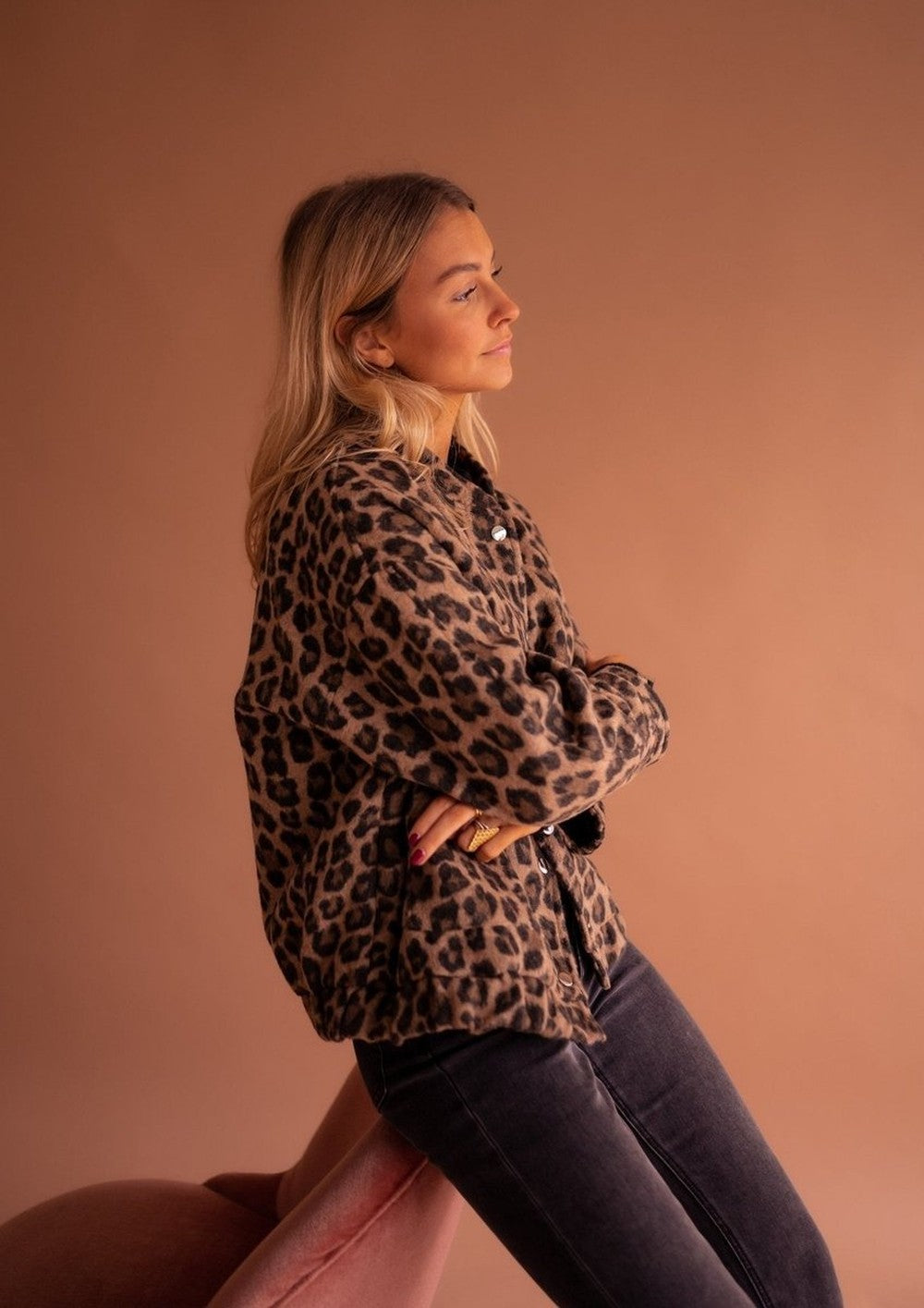 Women's Leopard Print Quilted Jacket - Iris - Leopard