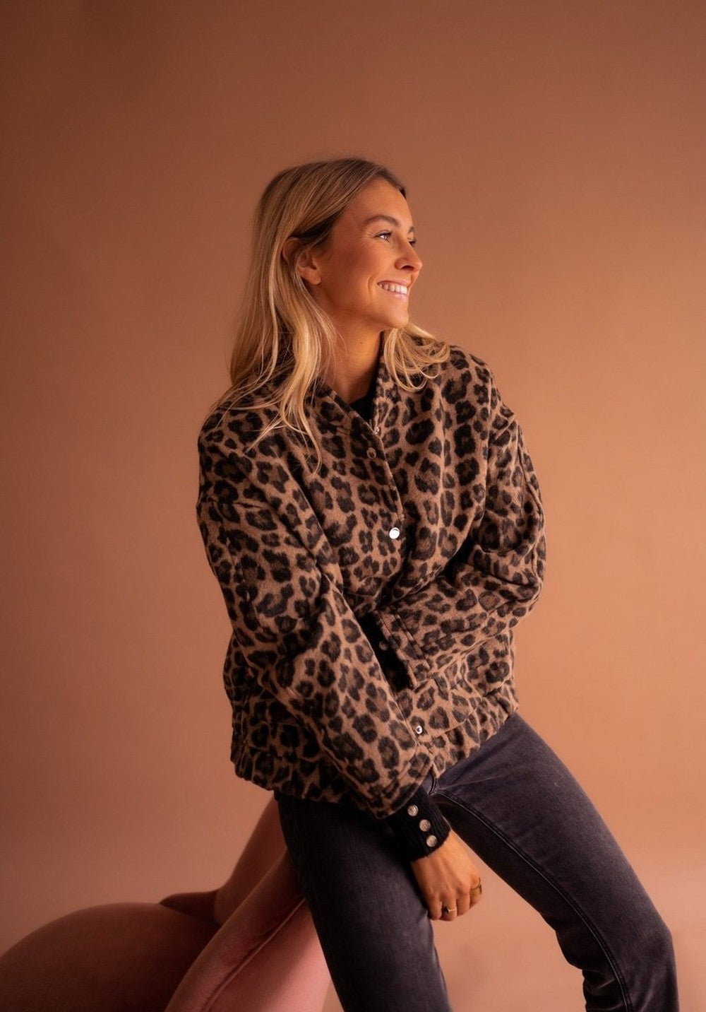 Women's Leopard Print Quilted Jacket - Iris - Leopard