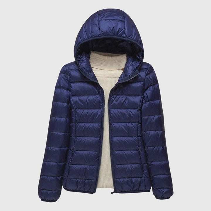 Women's Lightweight Padded Quilted Jacket - Ingrid - Navy Hooded