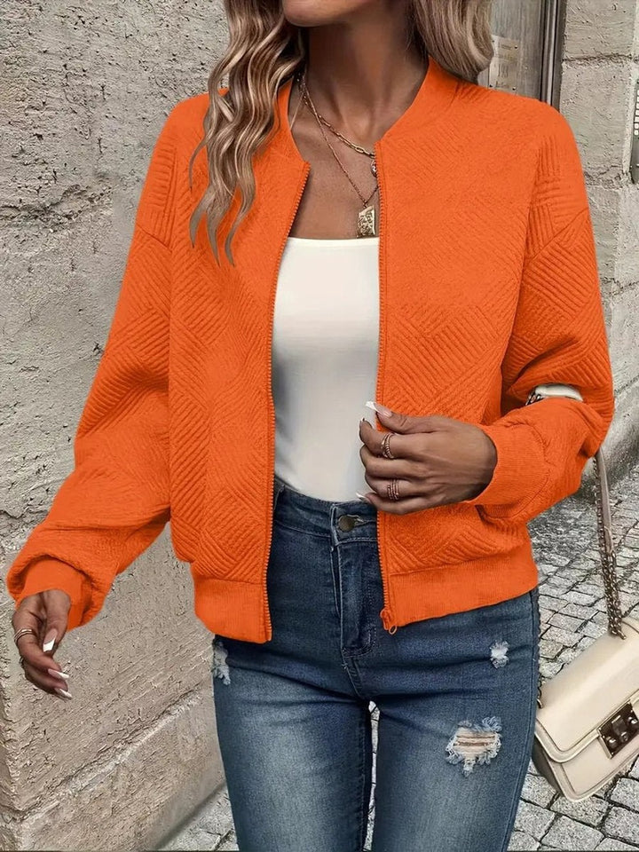 Women's Cropped Quilted Bomber Jacket - Vera - Orange