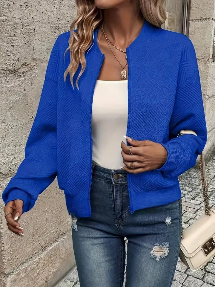 Women's Cropped Quilted Bomber Jacket - Vera - Royal Blue