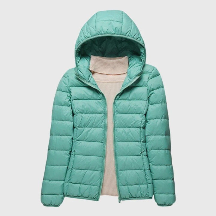 Women's Lightweight Padded Quilted Jacket - Ingrid - Turquoise Hooded
