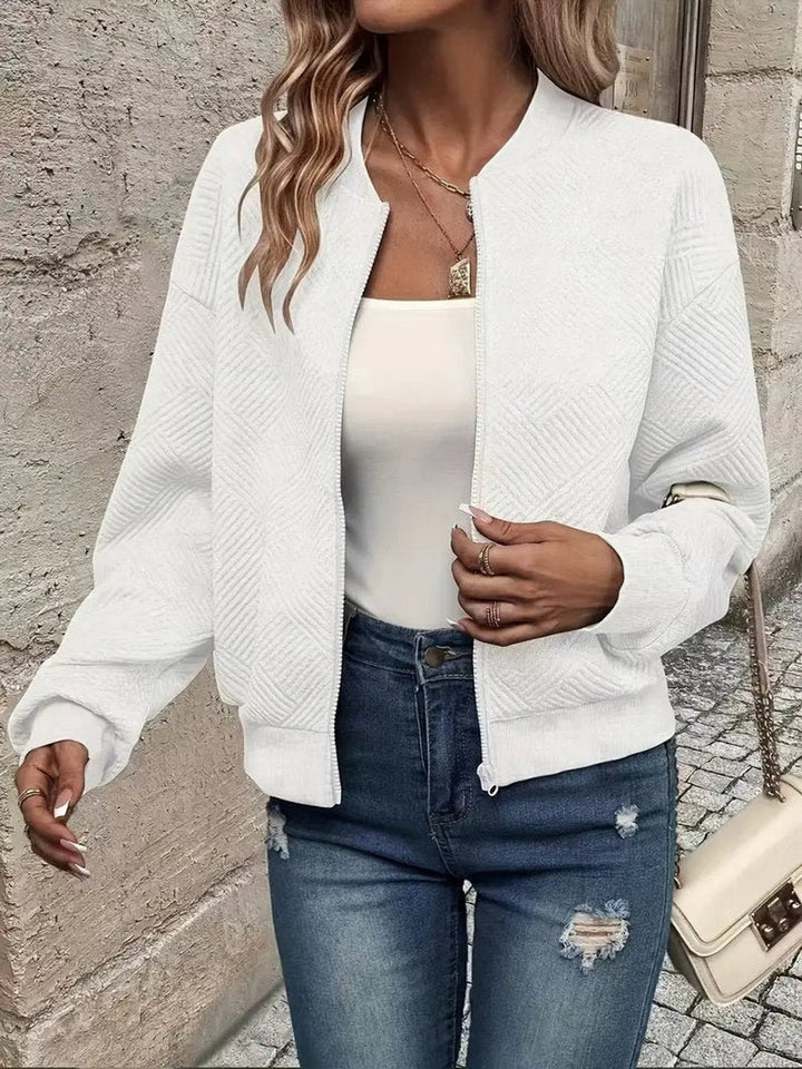 Women's Cropped Quilted Bomber Jacket - Vera - White