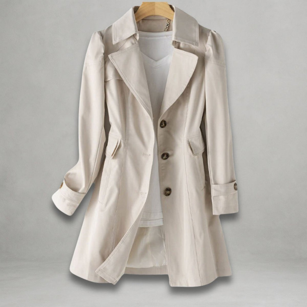 Women's Single Breasted Trench Coat with Pockets - Stella - Beige