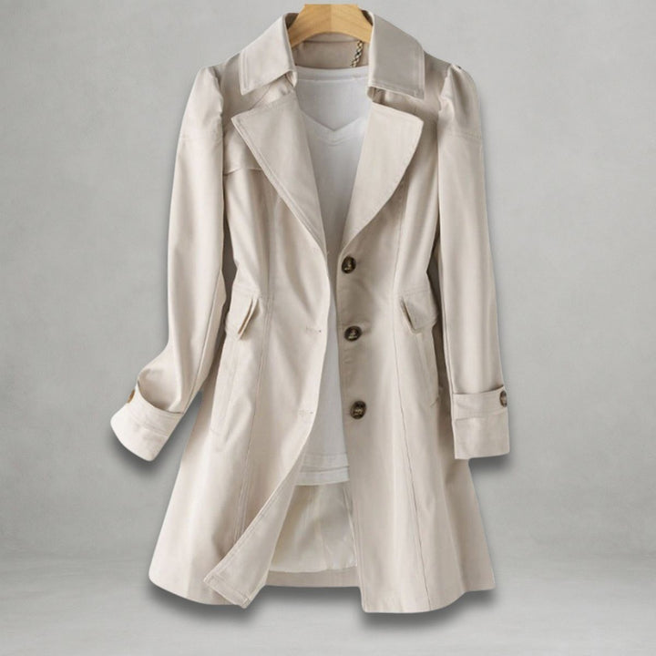 Women's Single Breasted Trench Coat with Pockets - Stella - Beige