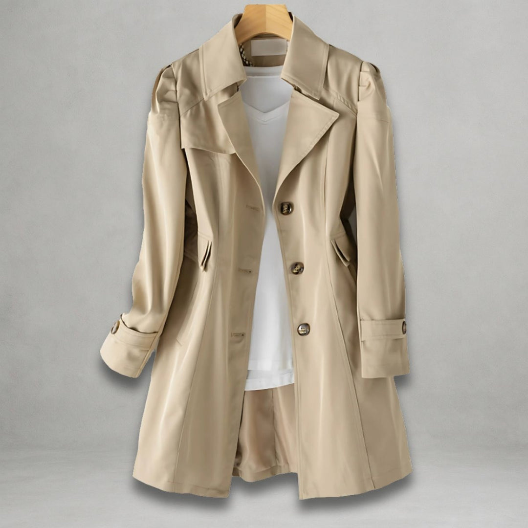 Women's Single Breasted Trench Coat with Pockets - Stella - Khaki