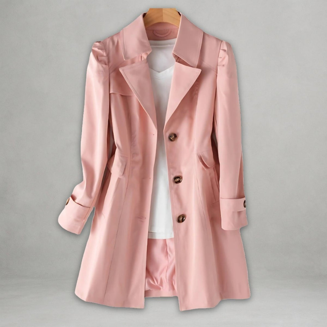 Women's Single Breasted Trench Coat with Pockets - Stella - Pink