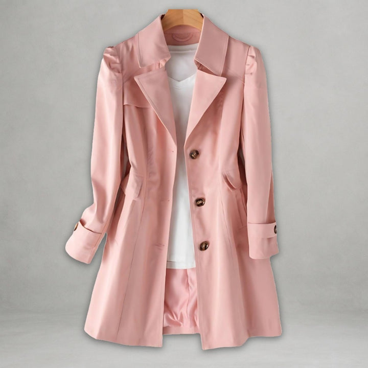 Women's Single Breasted Trench Coat with Pockets - Stella - Pink