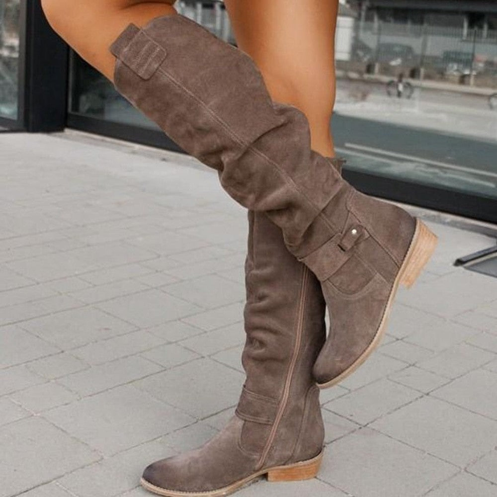 Women's Slouchy Knee High Boots - Imogen - Taupe