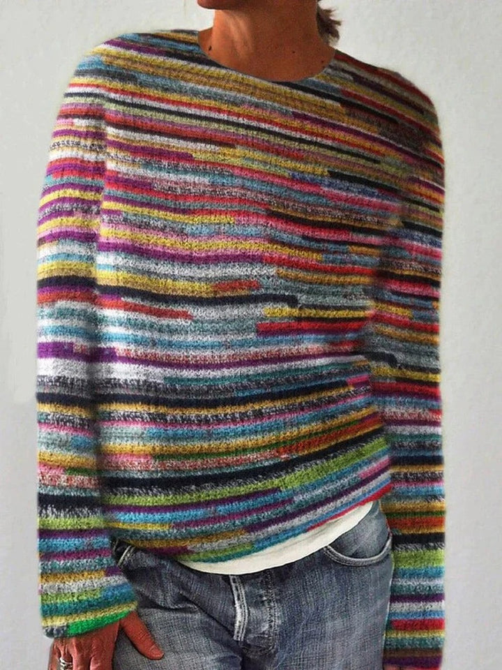 Women's Striped Long Sleeve Sweater - Selma - Multicolor
